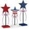 4th of July Wooden Star Set – 3-Piece Rustic Patriotic Tiered Tray & Tabletop Decorations for Memorial Day, Independence Day, Home, Red White & Blue (Retro Style)
